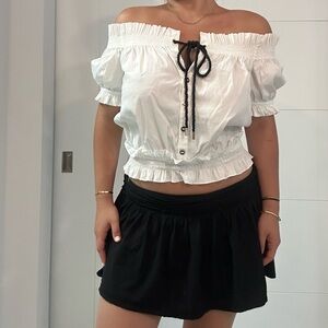 Caroline Constas Off the Shoulder White Blouse